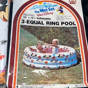 NEW! VINTAGE 1985 MICKEY & MINNIE MOUSE INFLATABLE 3 - EQUAL RING SWIMMING POOL